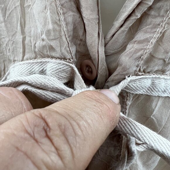 Johnny Was Women's Brown Lace 3/4 Sleeve V-Neck Belted Top Blouse Size XS - Picture 3 of 12